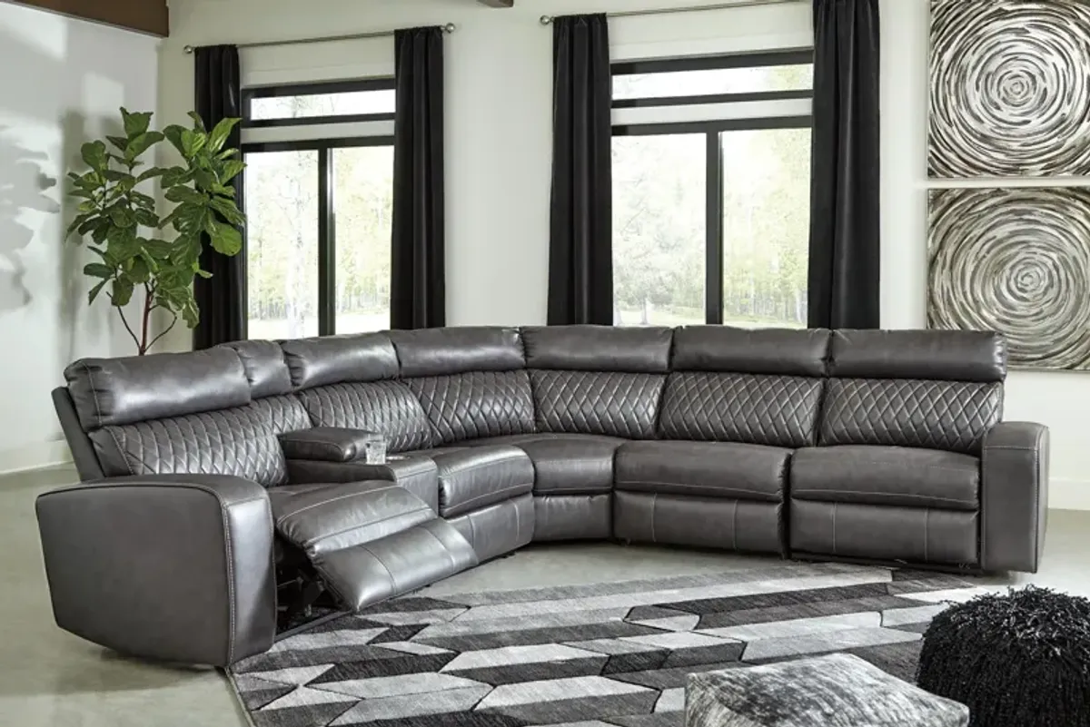 Ashley Samperstone 6-Piece Gray Power Reclining Sectional with Power