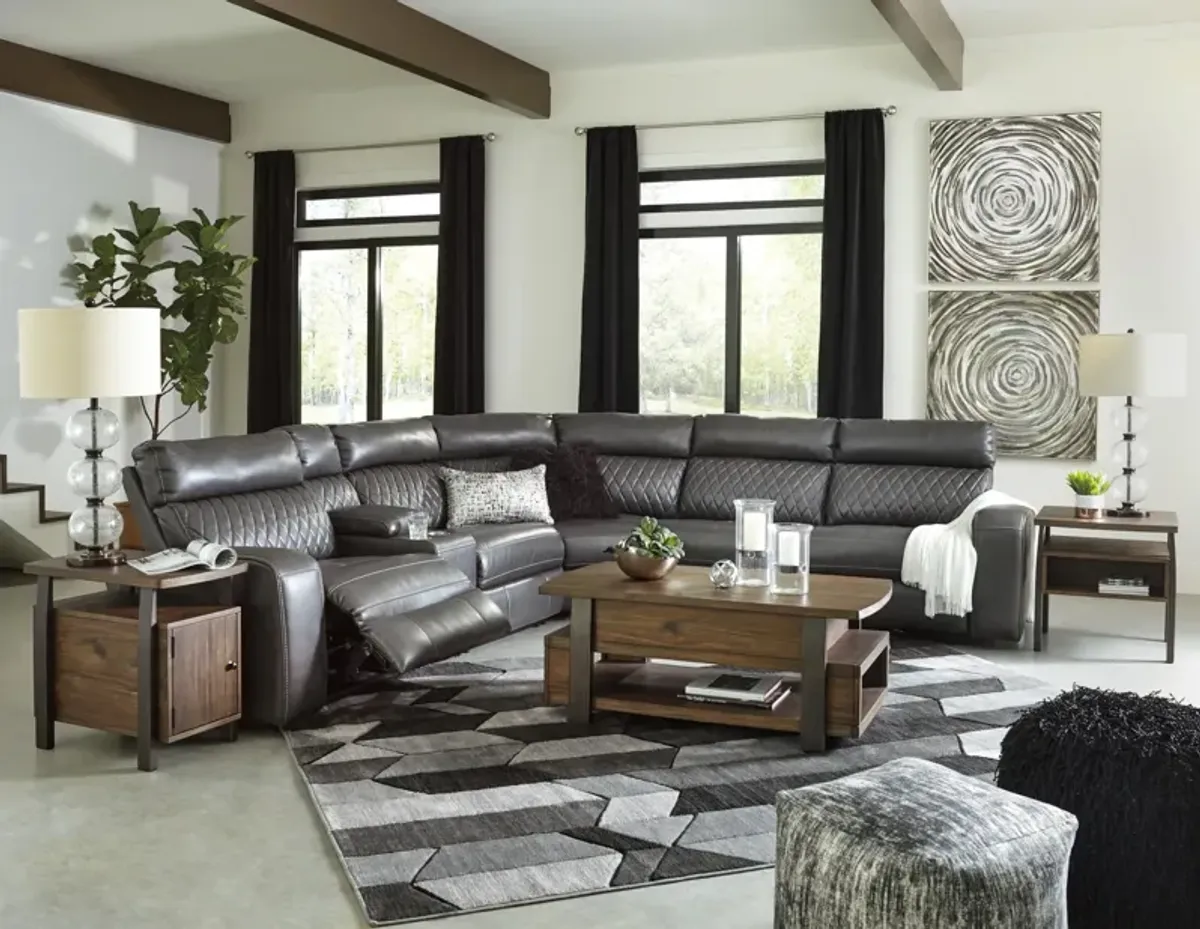 Ashley Samperstone 6-Piece Gray Power Reclining Sectional with Power