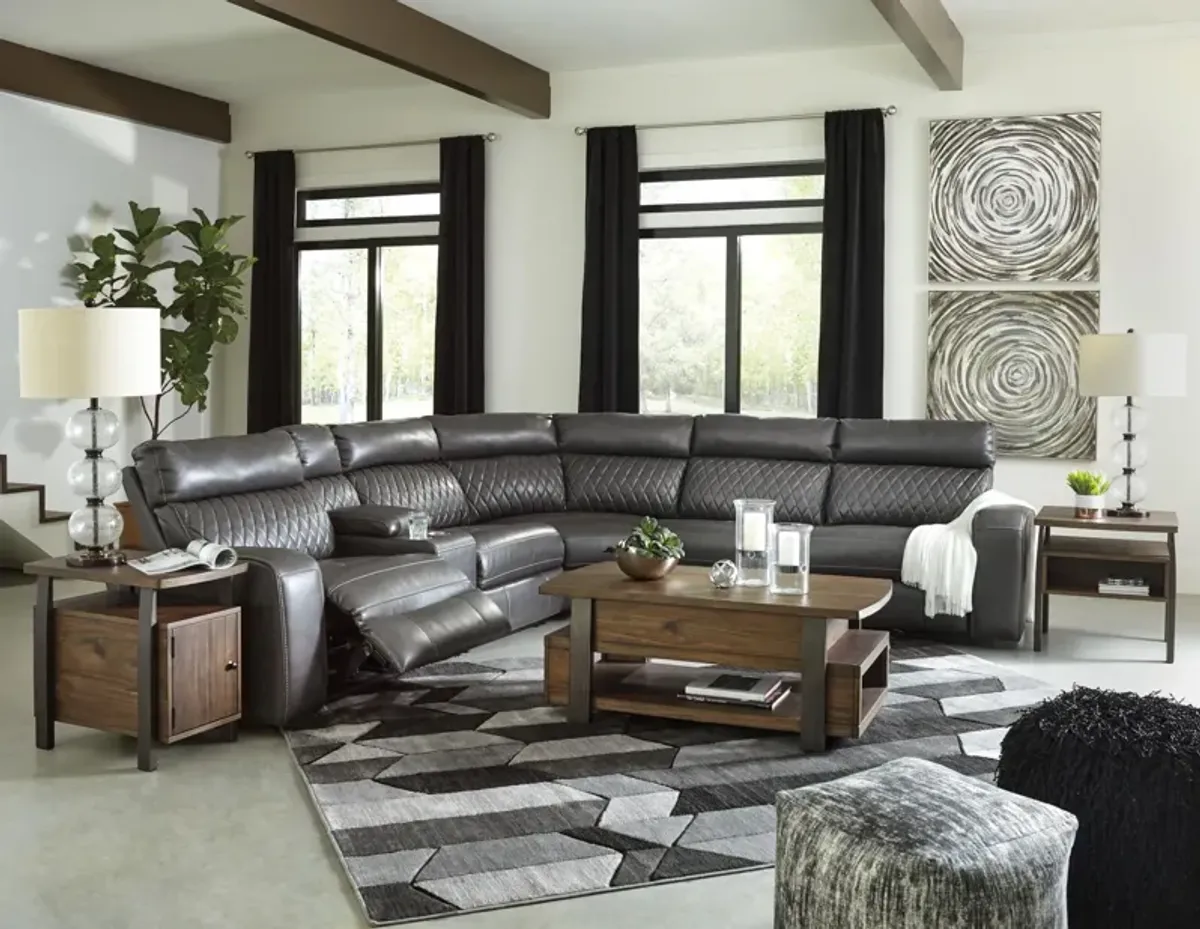 Ashley Samperstone 6-Piece Gray Power Reclining Sectional with Power