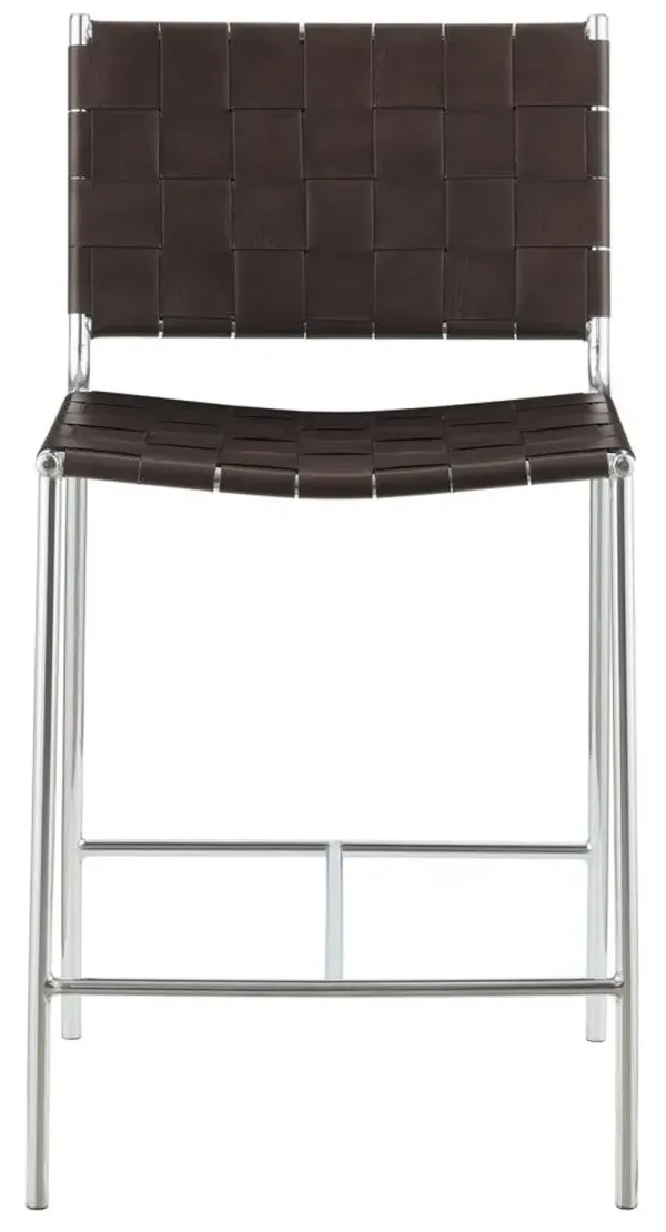 Coaster Adelaide Upholstered Counter-Height Stool Brown & Chrome