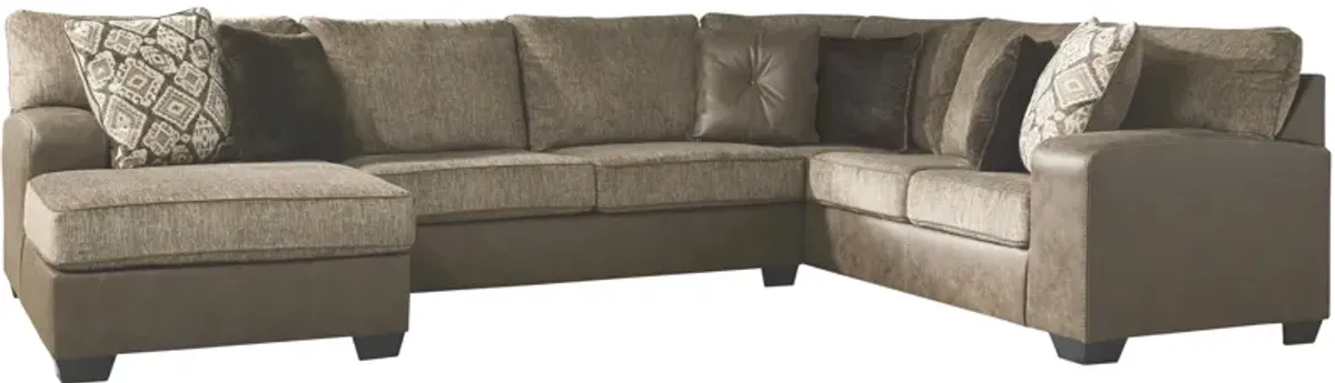 Ashley Abalone 3-Piece Sectional with Chaise Left-Arm Facing Chocolate