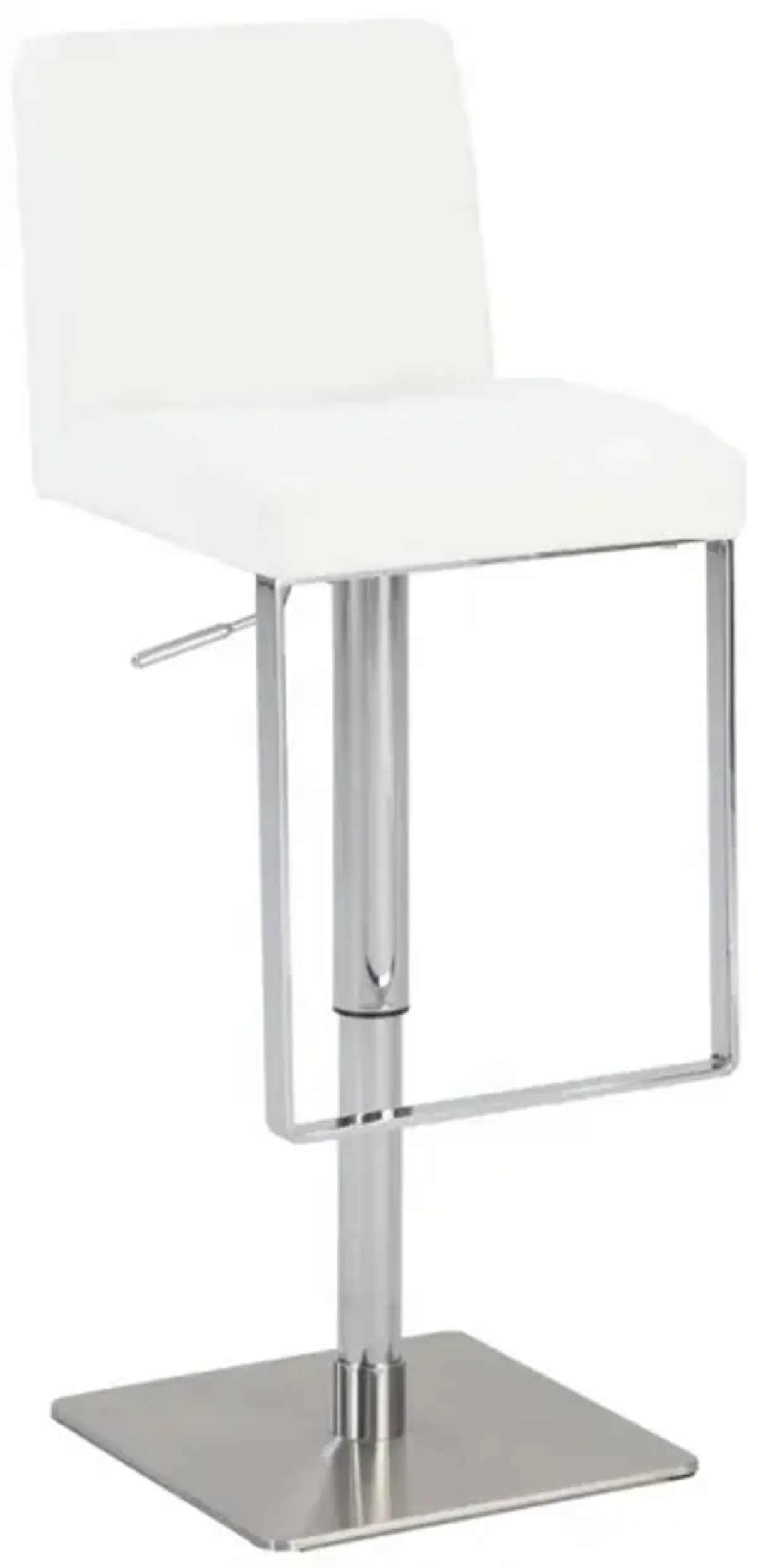 Chintaly White Contemporary Pneumatic-Adjustable Swivel Stool