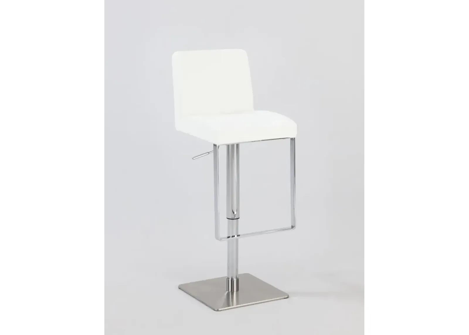 Chintaly White Contemporary Pneumatic-Adjustable Swivel Stool