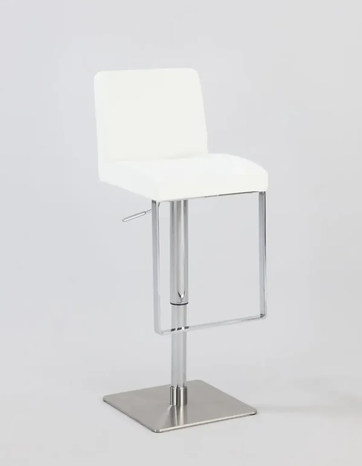 Chintaly White Contemporary Pneumatic-Adjustable Swivel Stool