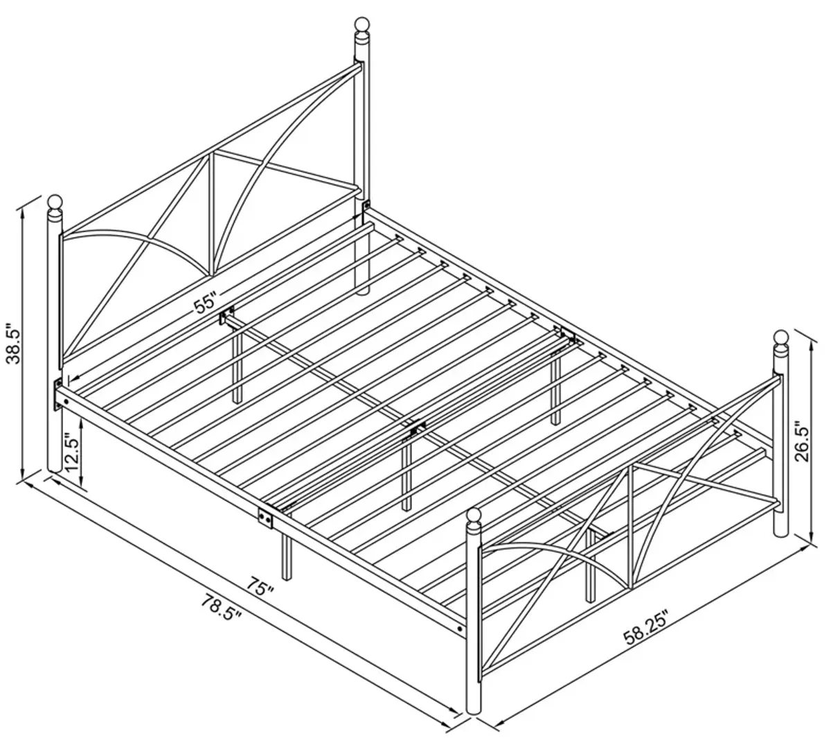 Hart Metal Full Open Frame Bed Matte Black