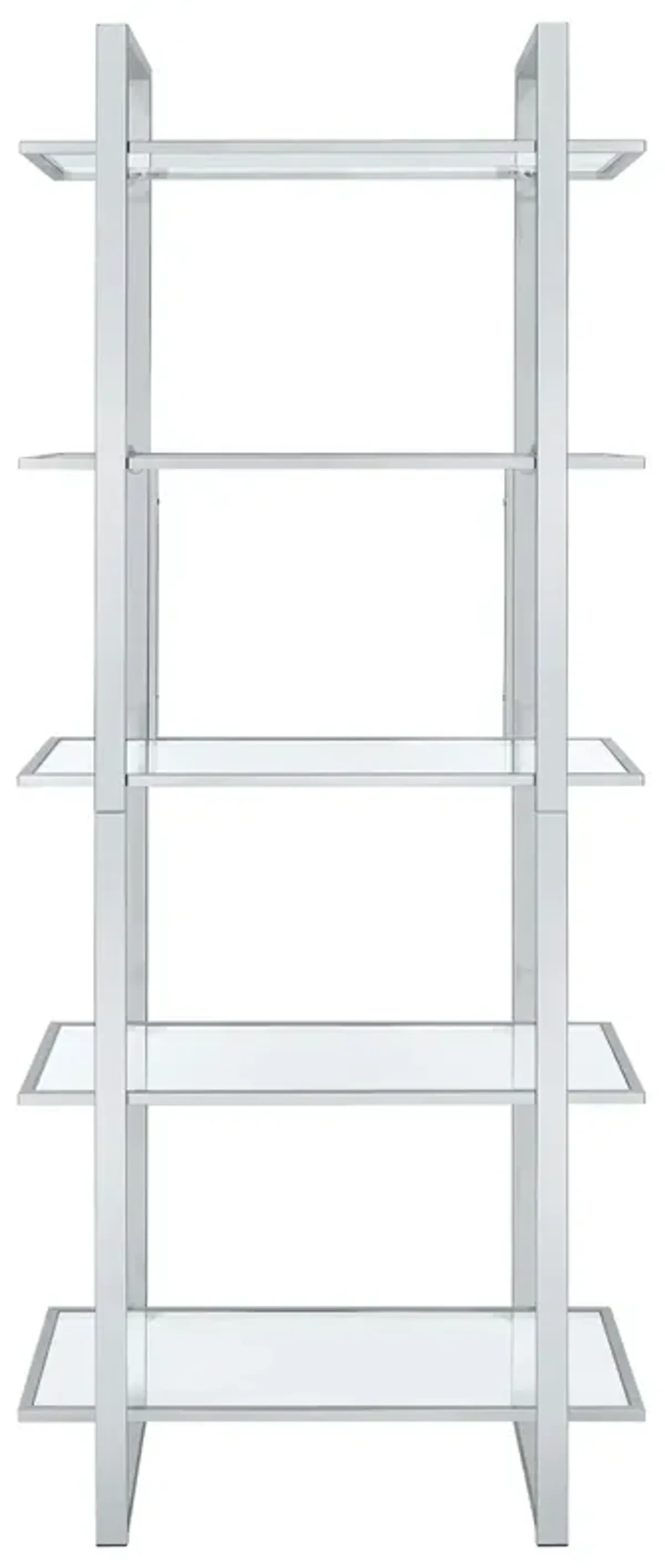 Coaster Hartford 79 Inch 5-Shelf Glass Bookshelf Chrome