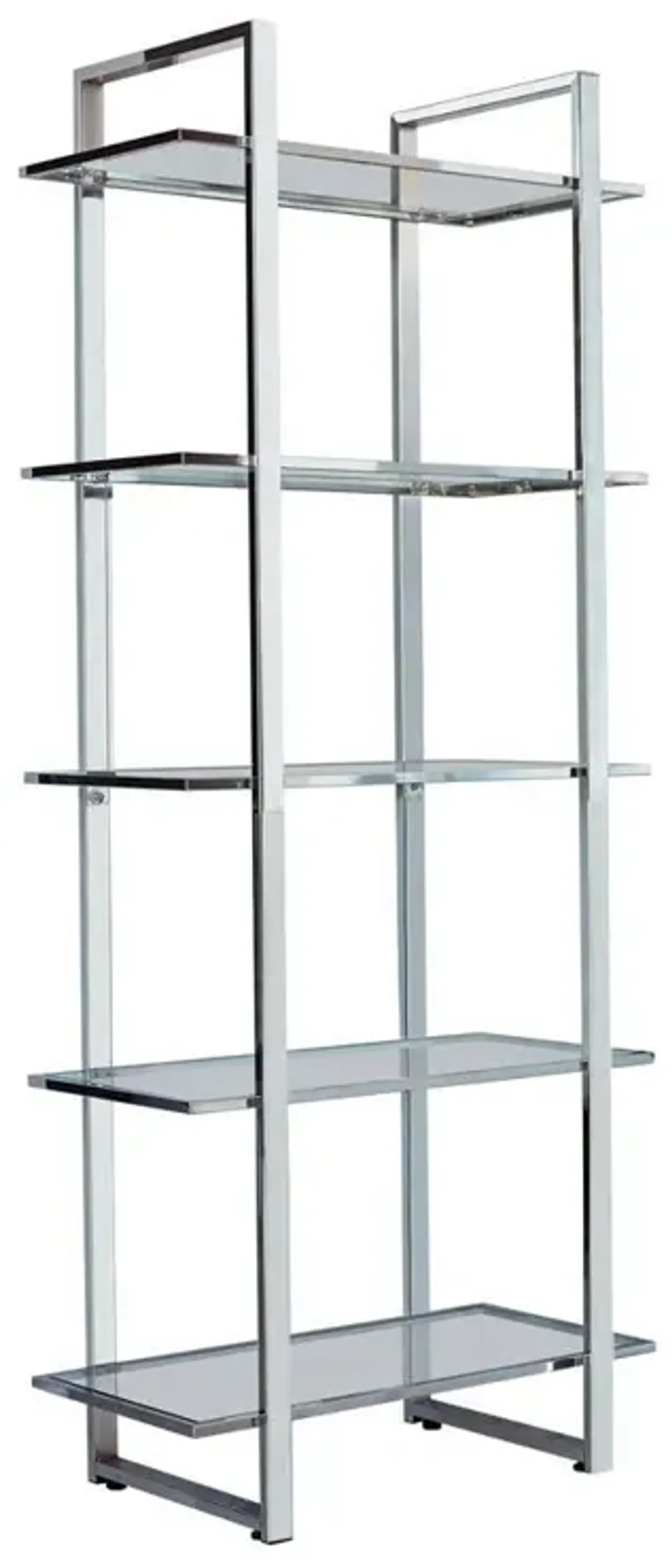 Coaster Hartford 79 Inch 5-Shelf Glass Bookshelf Chrome