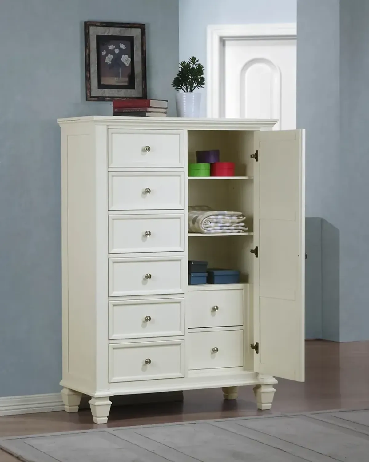 Coaster Sandy Beach 8-Drawer Door Chest Cream White