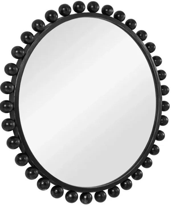 Uttermost Cyra Distressed Black Round Mirror