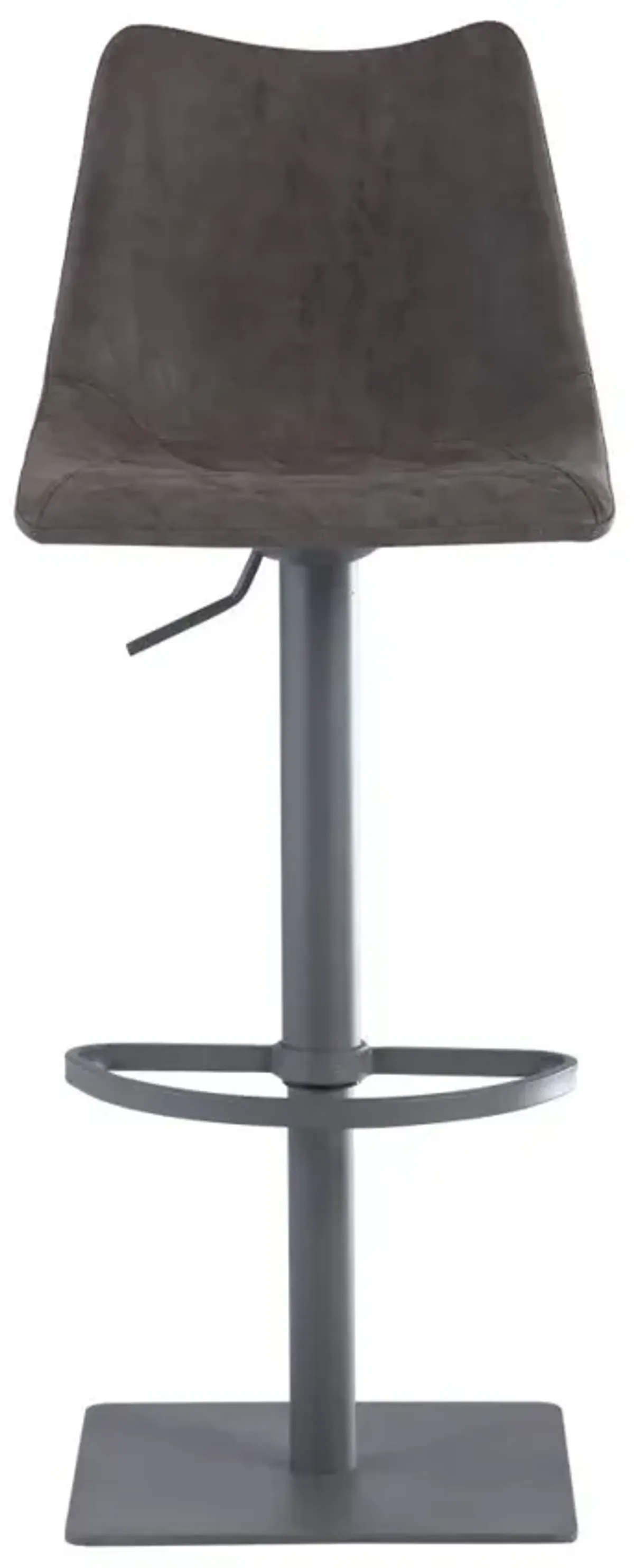 Chintaly Grey Curved Back Pneumatic-Adjustable Stool with Diamond Stitched Seat