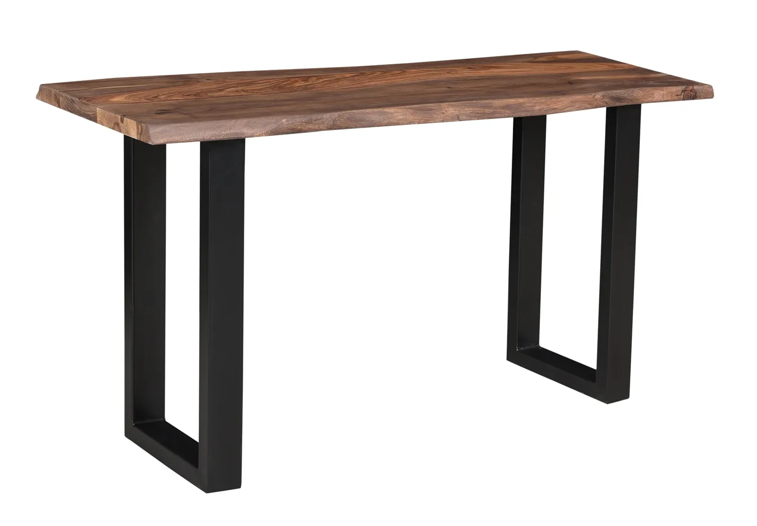 HENDERSON SOLID WOOD LIVE EDGE TOP CONSOLE SOFA TABLE WITH BLACK POWDER COATED LEGS