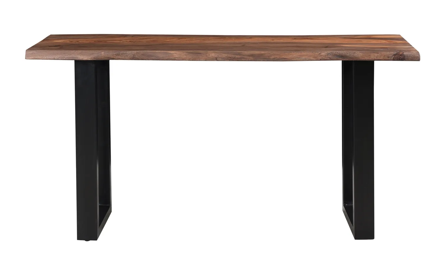 HENDERSON SOLID WOOD LIVE EDGE TOP CONSOLE SOFA TABLE WITH BLACK POWDER COATED LEGS
