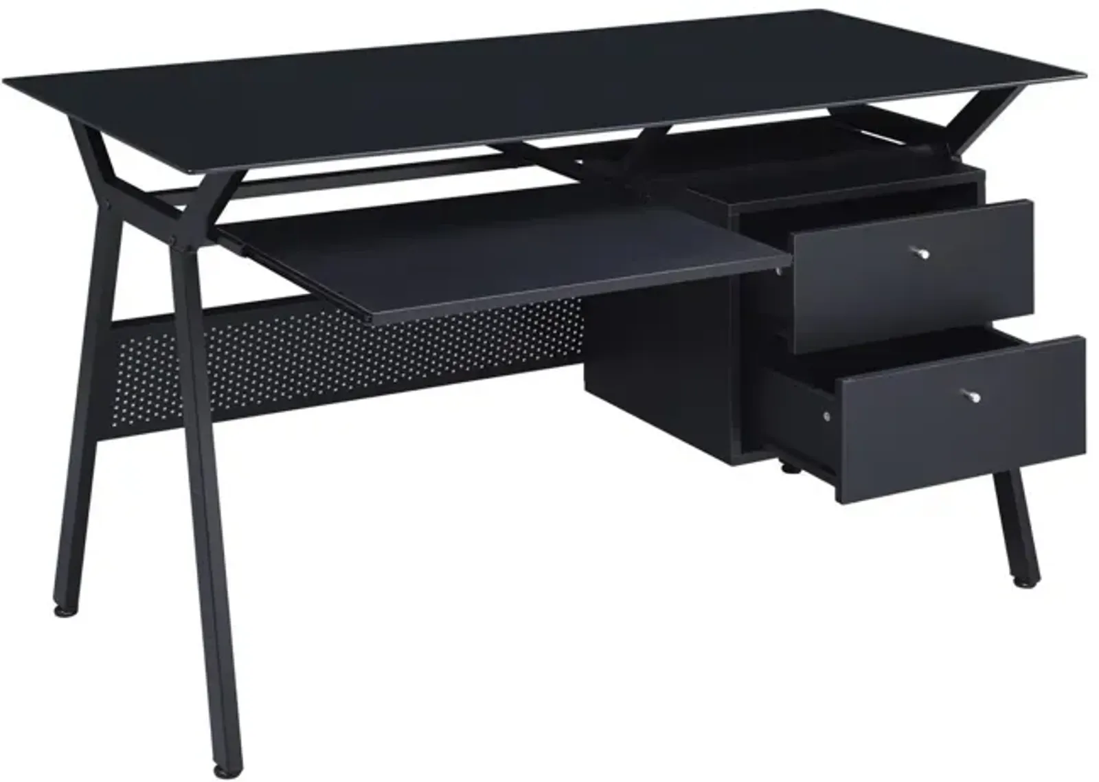 Coaster Weaving 55 Inch 2-Drawer Computer Desk Keyboard Tray Black