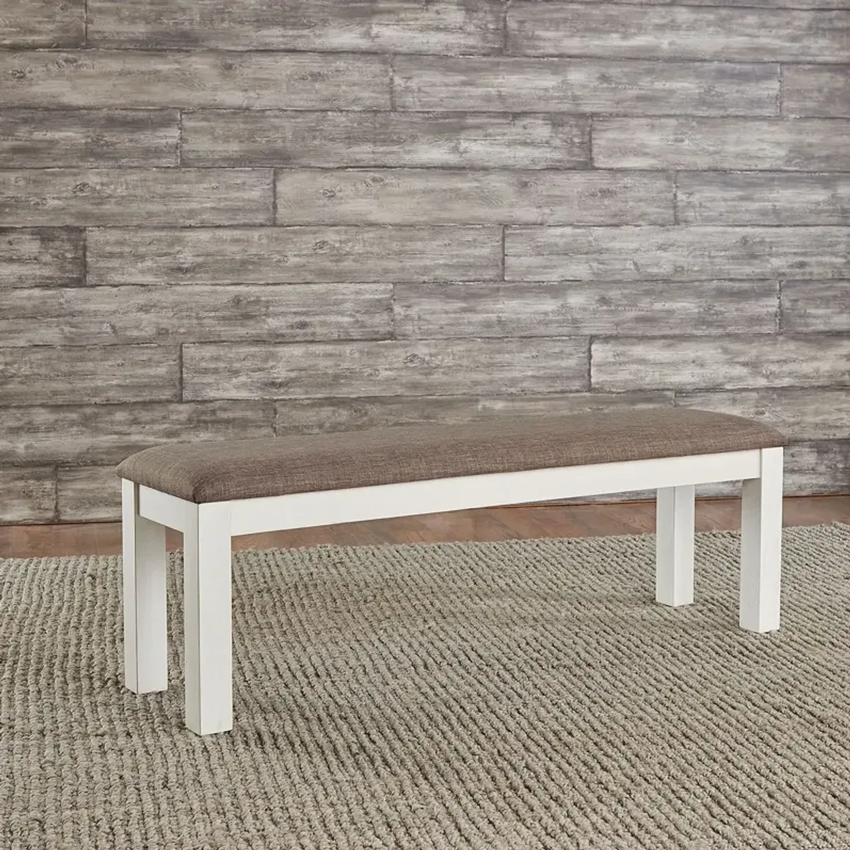 Liberty Furniture Brook Bay Carbon Gray/Textured White Upholstered Dining Bench