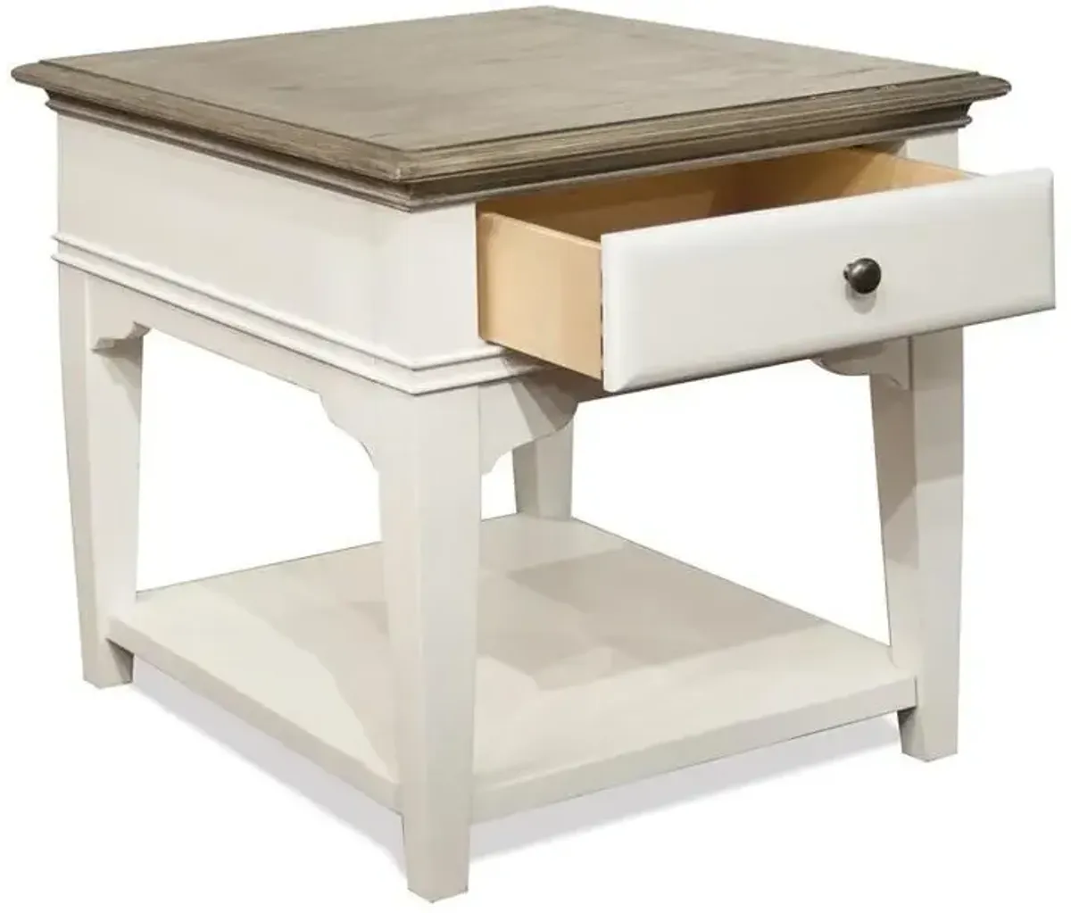 Riverside Myra Natural & Paperwhite 1-Drawer Side Table