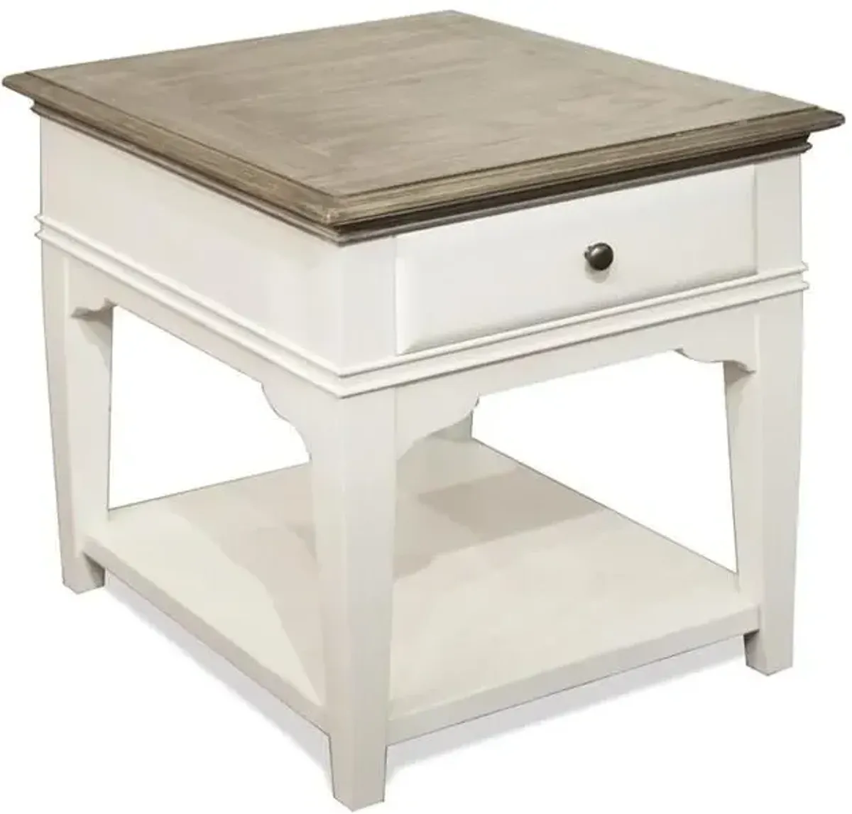 Riverside Myra Natural & Paperwhite 1-Drawer Side Table