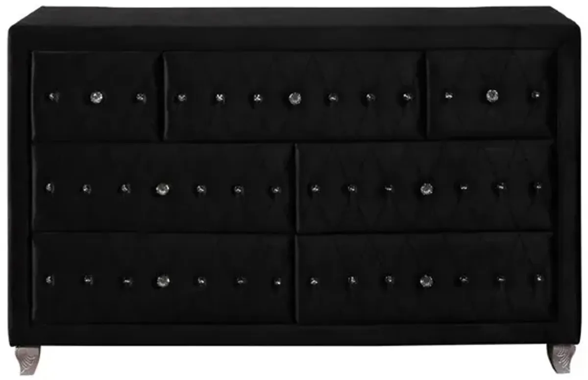 Coaster Deanna 7-Drawer Upholstered Dresser Black