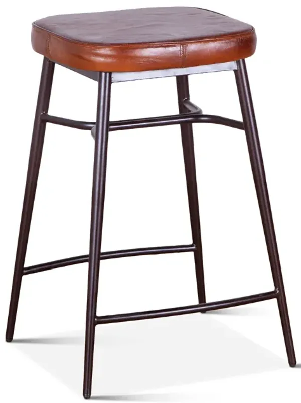 Home Trends Design Wellington Backless Leather Counter Stool