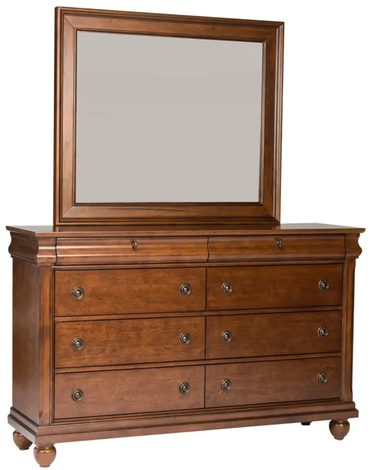 Liberty Furniture Rustic Traditions Rustic Cherry Dresser & Mirror