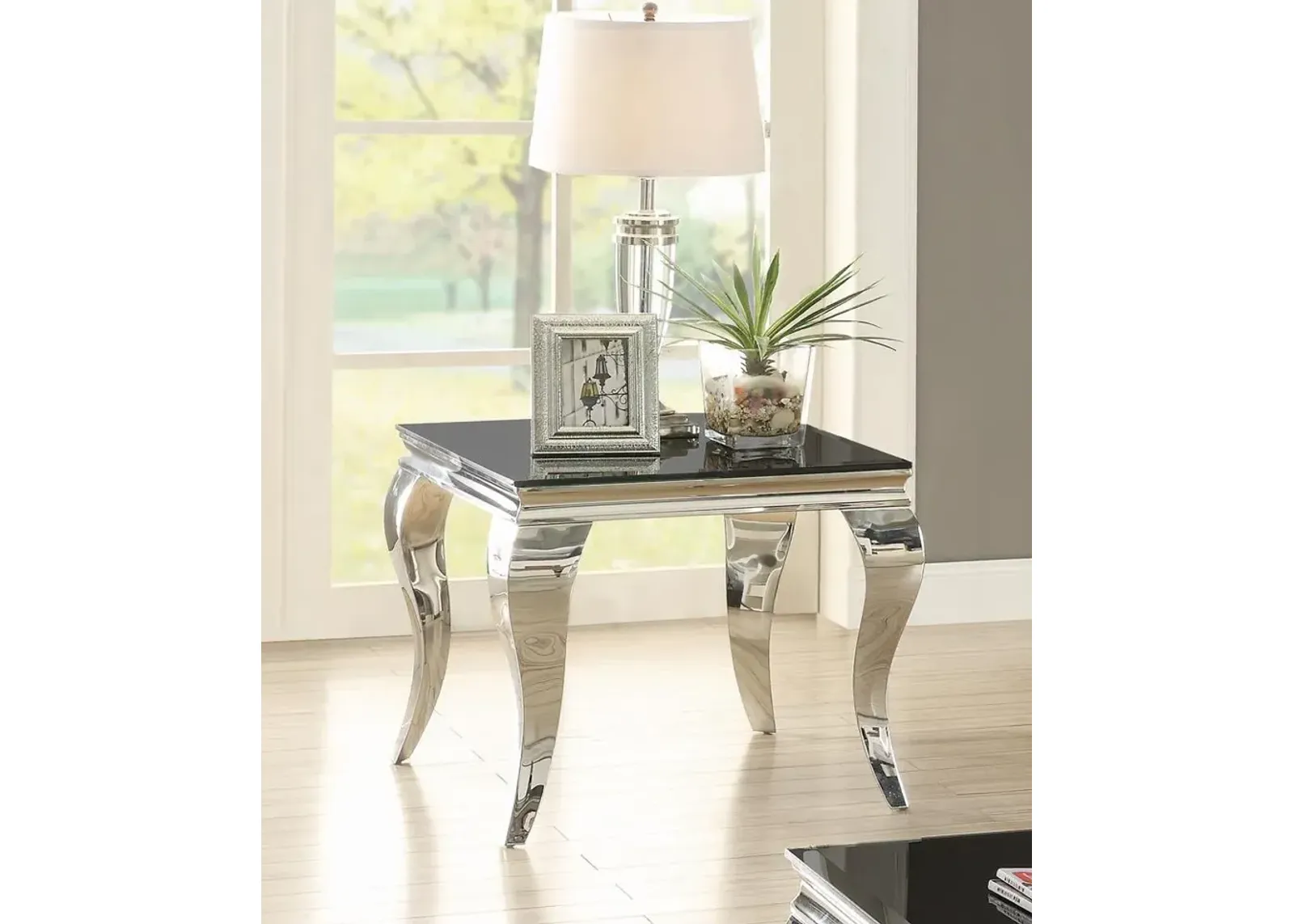 Coaster Carone Square End Table Chrome & Black