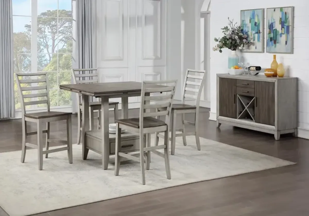 Steve Silver 5-Piece Abacus Drop-Leaf Counter-Height Table & 4 Counter Chairs