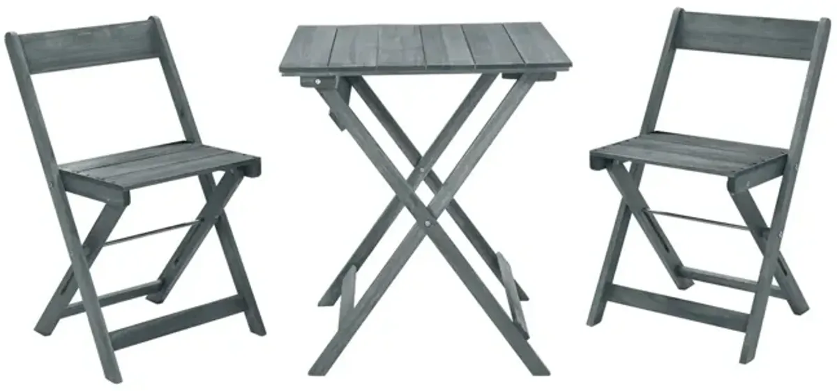 Linon Rockport Gray 3-Piece Square Dining Table Set