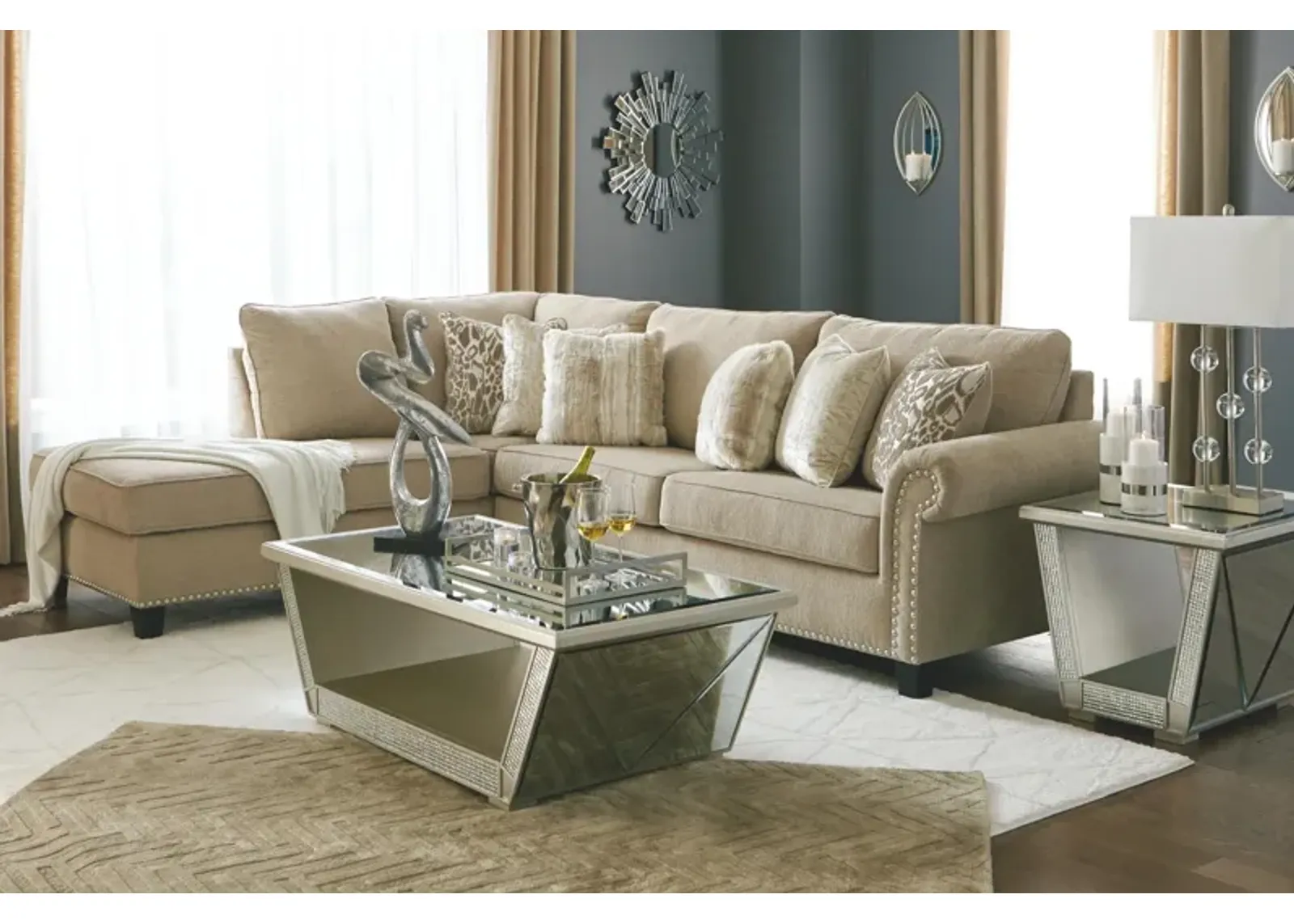 Ashley Dovemont 2-Piece Sectional with Chaise Left-Arm Facing Putty