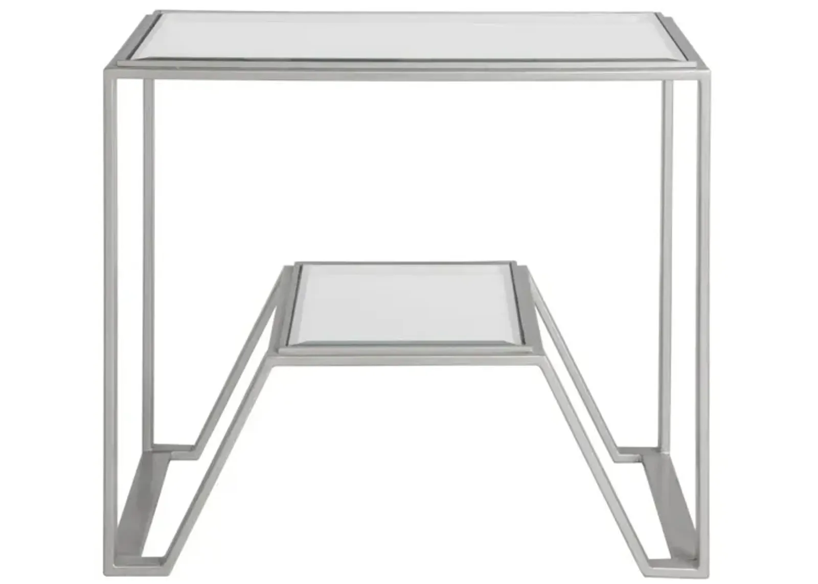 Artistica Home by Lexington Metal Designs Byron 28 Inch Rectangular Metal End Table Silver/Gold/Clear