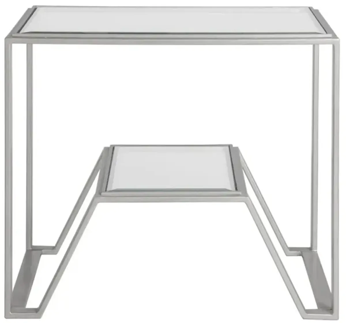 Artistica Home by Lexington Metal Designs Byron 28 Inch Rectangular Metal End Table Silver/Gold/Clear