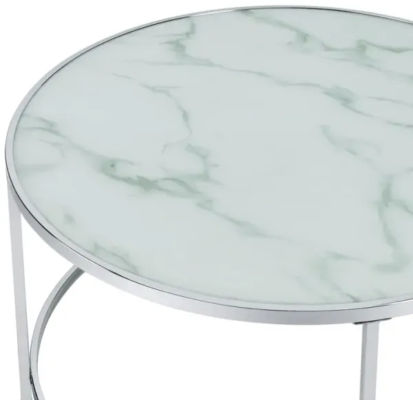 Coaster Lynn 2-Piece Round Glass Top Nesting Coffee Table Chrome