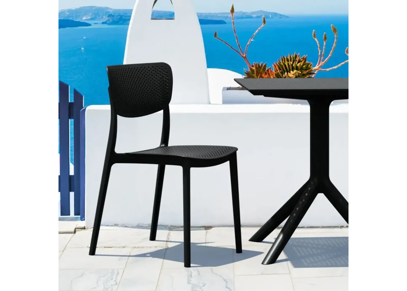 Compamia 3-Piece Lucy Outdoor Bistro Set with 27 Inch Table Top Black