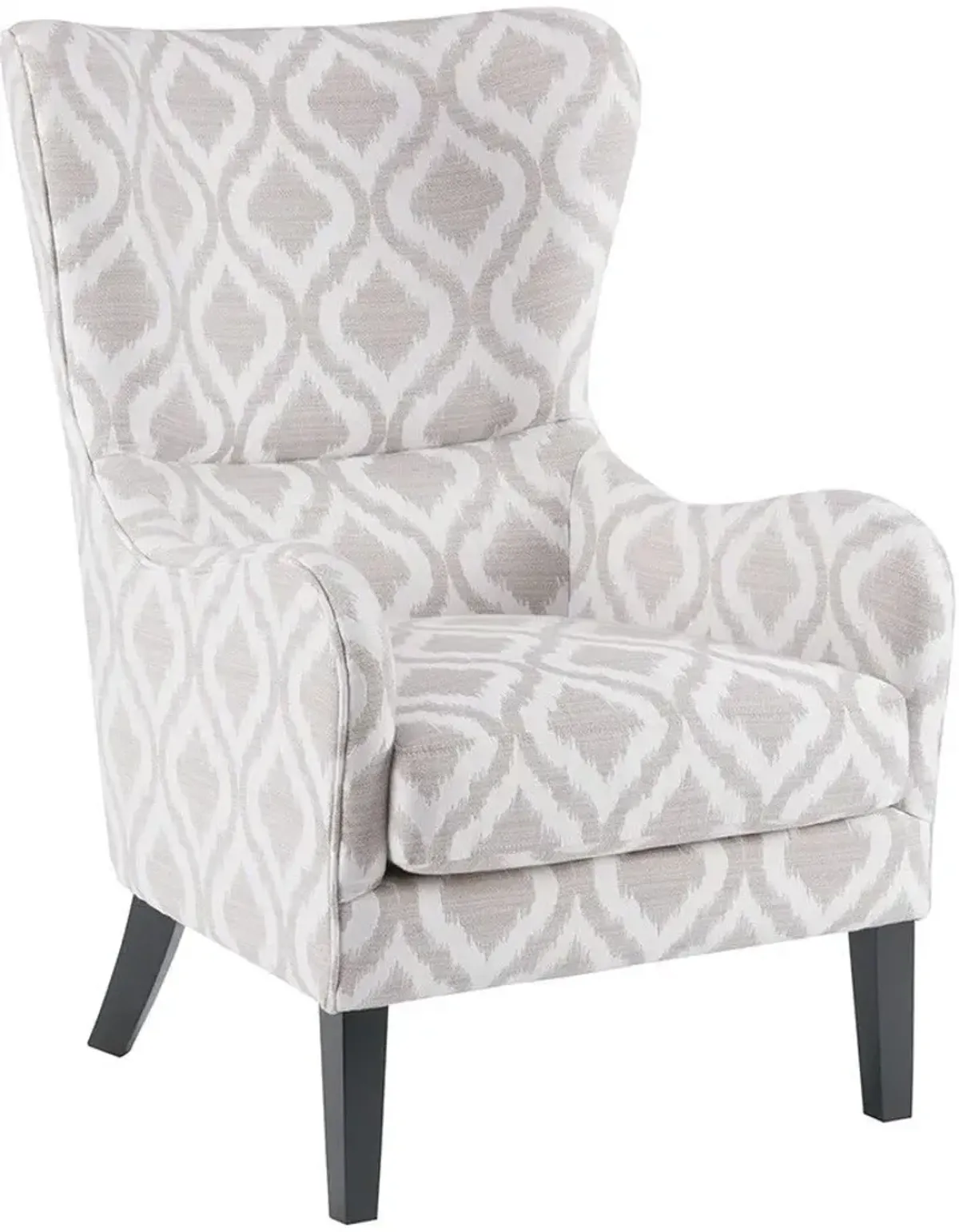 Olliix Madison Park Grey/White Arianna Swoop Wing Chair