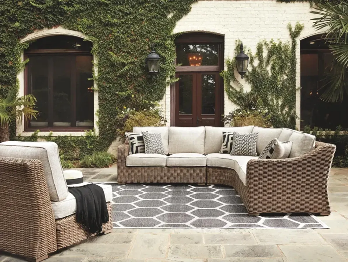 BEACHCROFT 5-PIECE OUTDOOR SEATING SET BEIGE SIGNATURE DESIGN