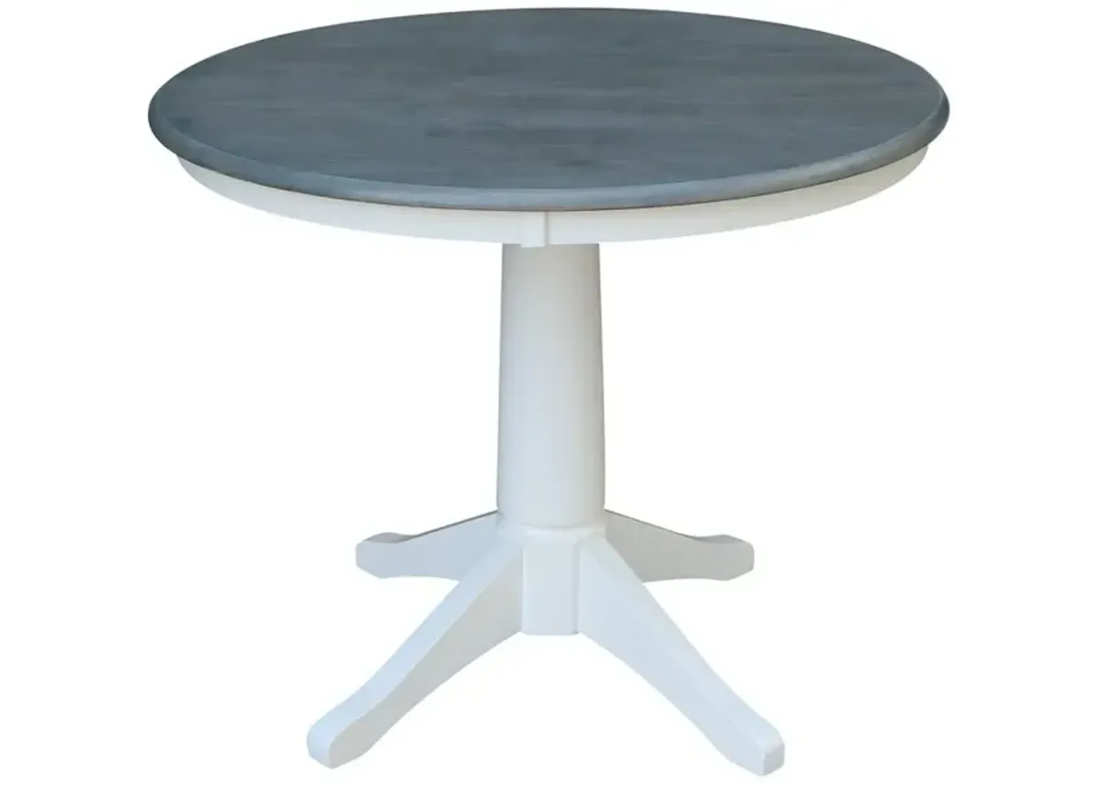 John Thomas Dining Essentials 36 Inch Round Table Top with Transitional Pedestal Base in Heather Gray & White