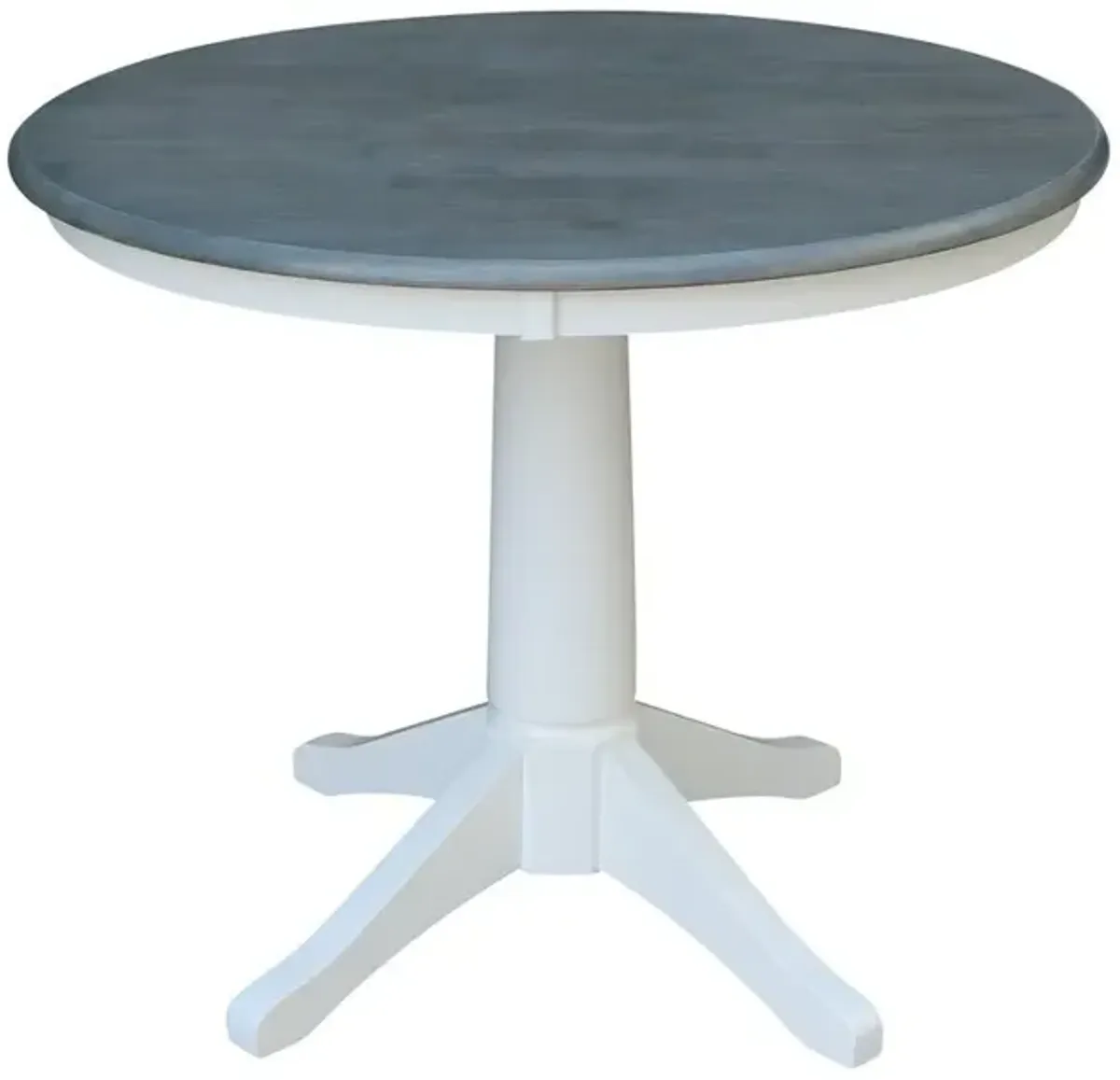 John Thomas Dining Essentials 36 Inch Round Table Top with Transitional Pedestal Base in Heather Gray & White