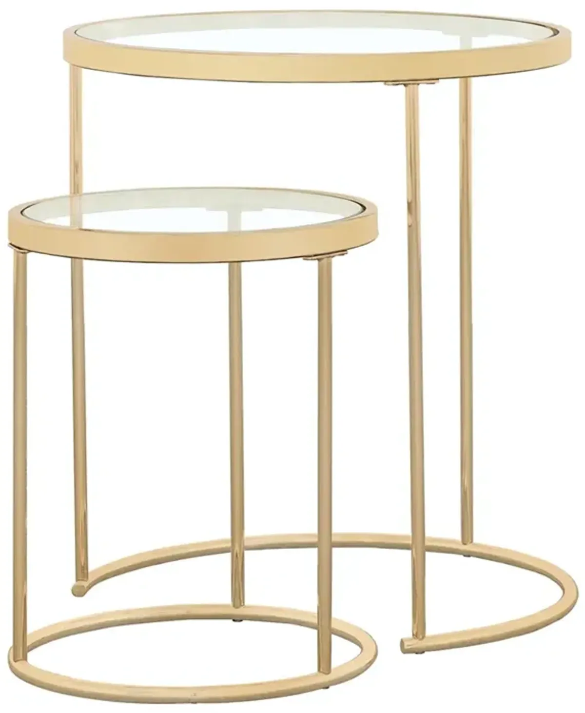 Coaster Maylin 2-Piece Round Glass Top Nesting Table Set Gold