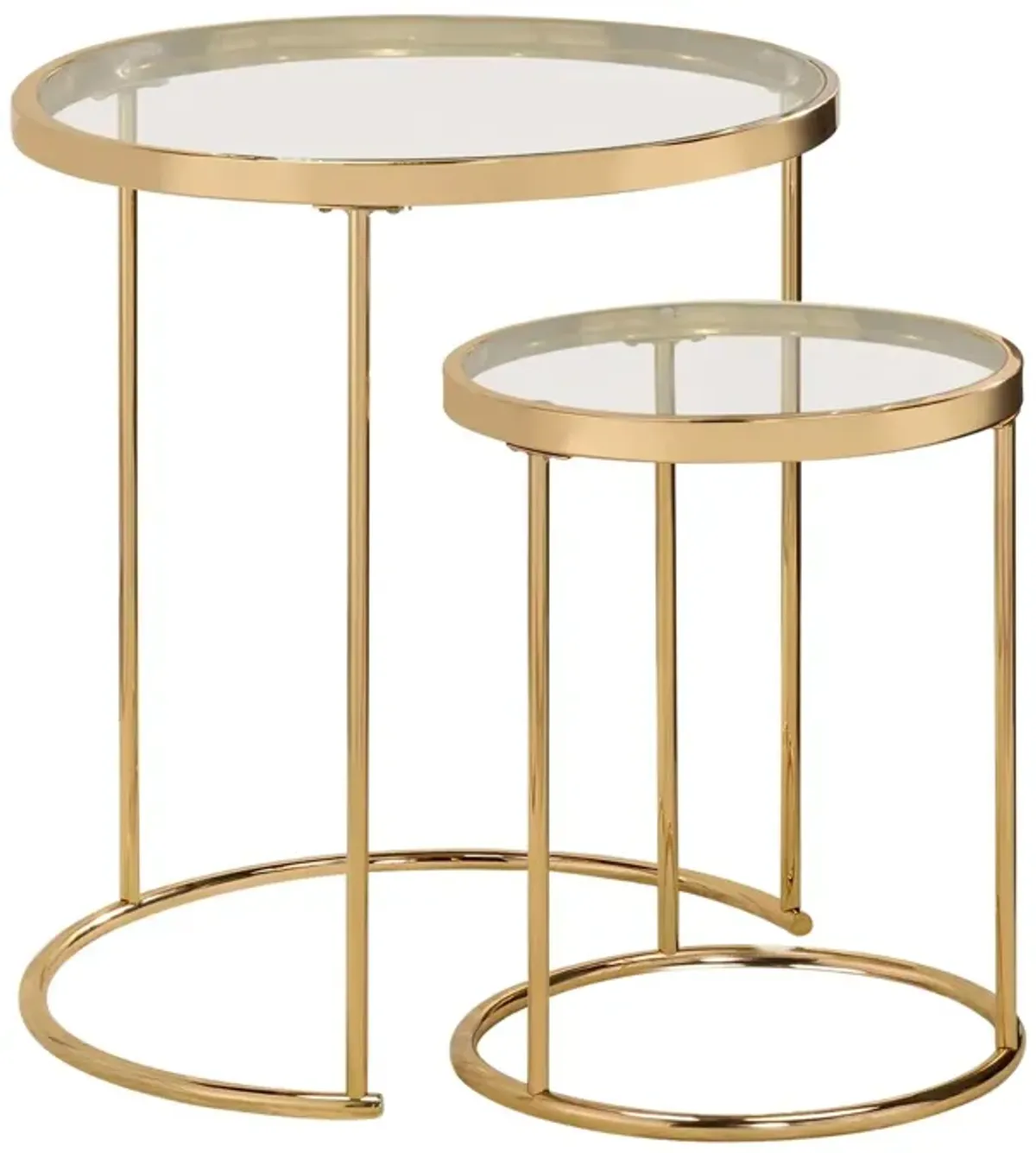 Coaster Maylin 2-Piece Round Glass Top Nesting Table Set Gold