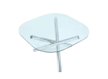 LEATRICE CONTEMPORARY SQUARE ROUND GLASS TOP DINING TABLE