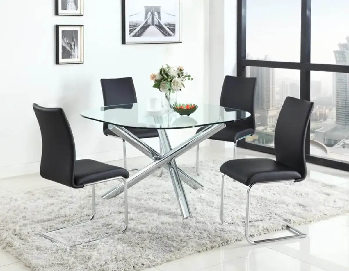 LEATRICE CONTEMPORARY SQUARE ROUND GLASS TOP DINING TABLE