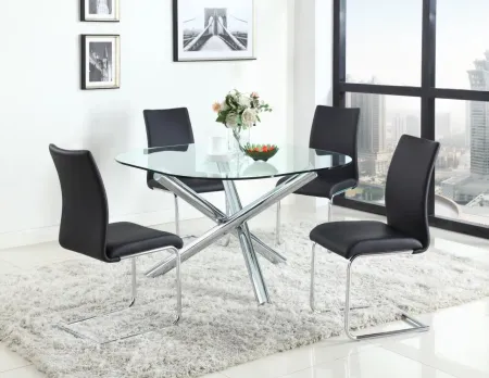 LEATRICE CONTEMPORARY SQUARE ROUND GLASS TOP DINING TABLE