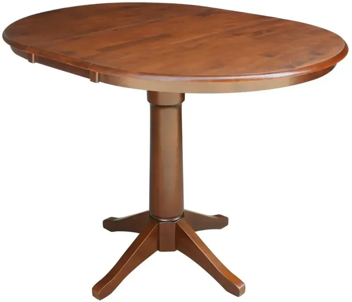 DINING ESSENTIALS 36 INCH EXTENSION TABLE WITH 36 INCH TRANSITIONAL PEDESTAL BASE IN ESPRESSO