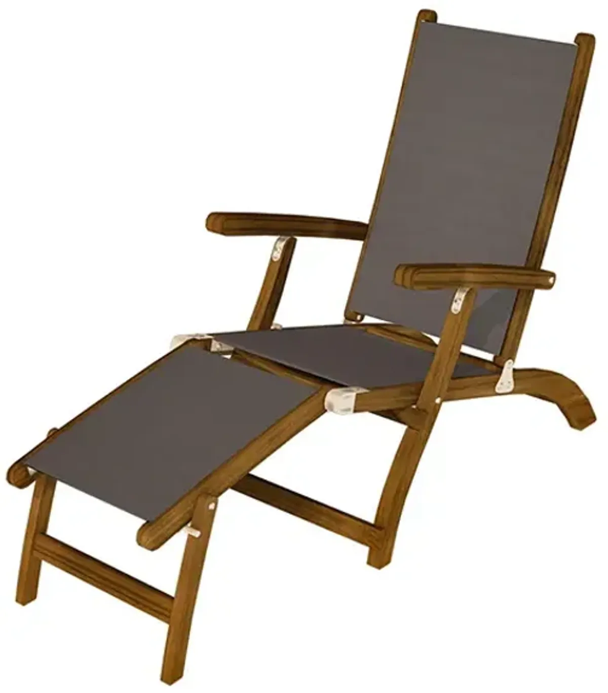 Royal Teak Sling Steamer Gray Sling Folding Outdoor Lounge Chair