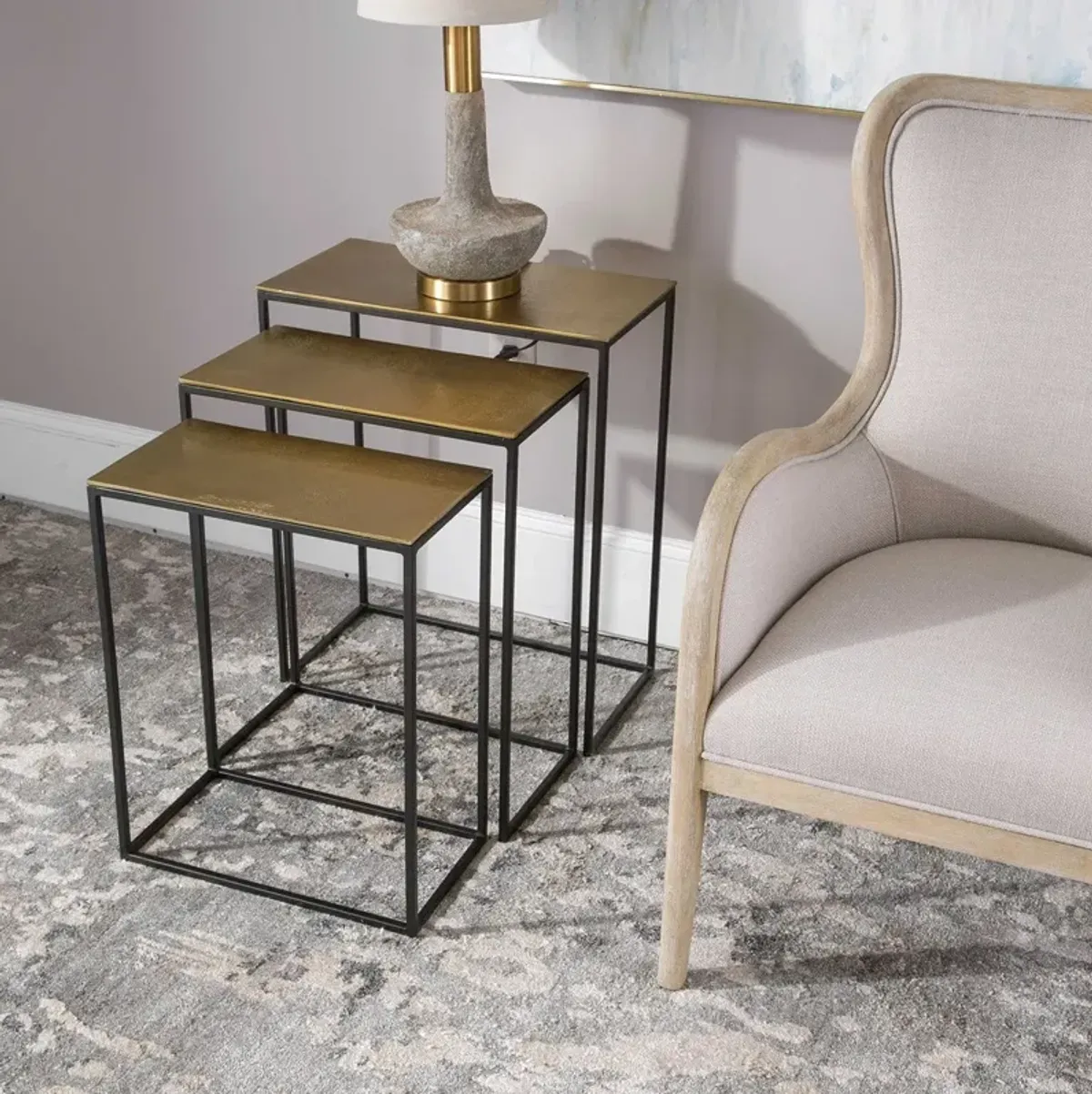 Uttermost Coreene 3-Piece Gold Nesting Tables