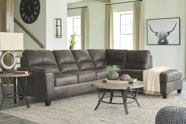 Ashley Navi 2-Piece Sectional with Chaise Right-Arm Facing Smoke