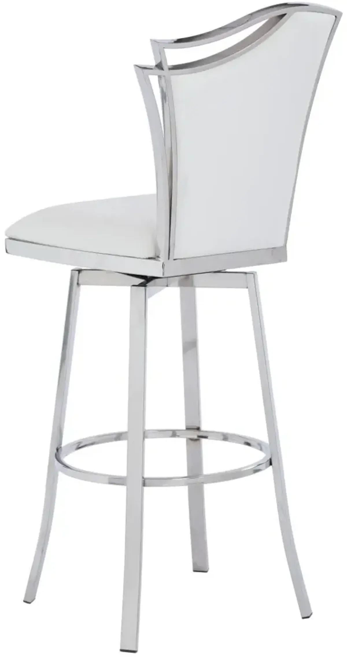 Chintaly Nadia White Contemporary Swivel Bar Stool with Design Back