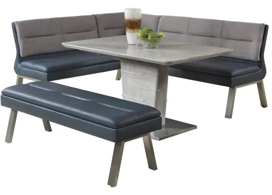 JEZEBEL DINING SET WITH EXTENDABLE TABLE, REVERSIBLE NOOK & BENCH