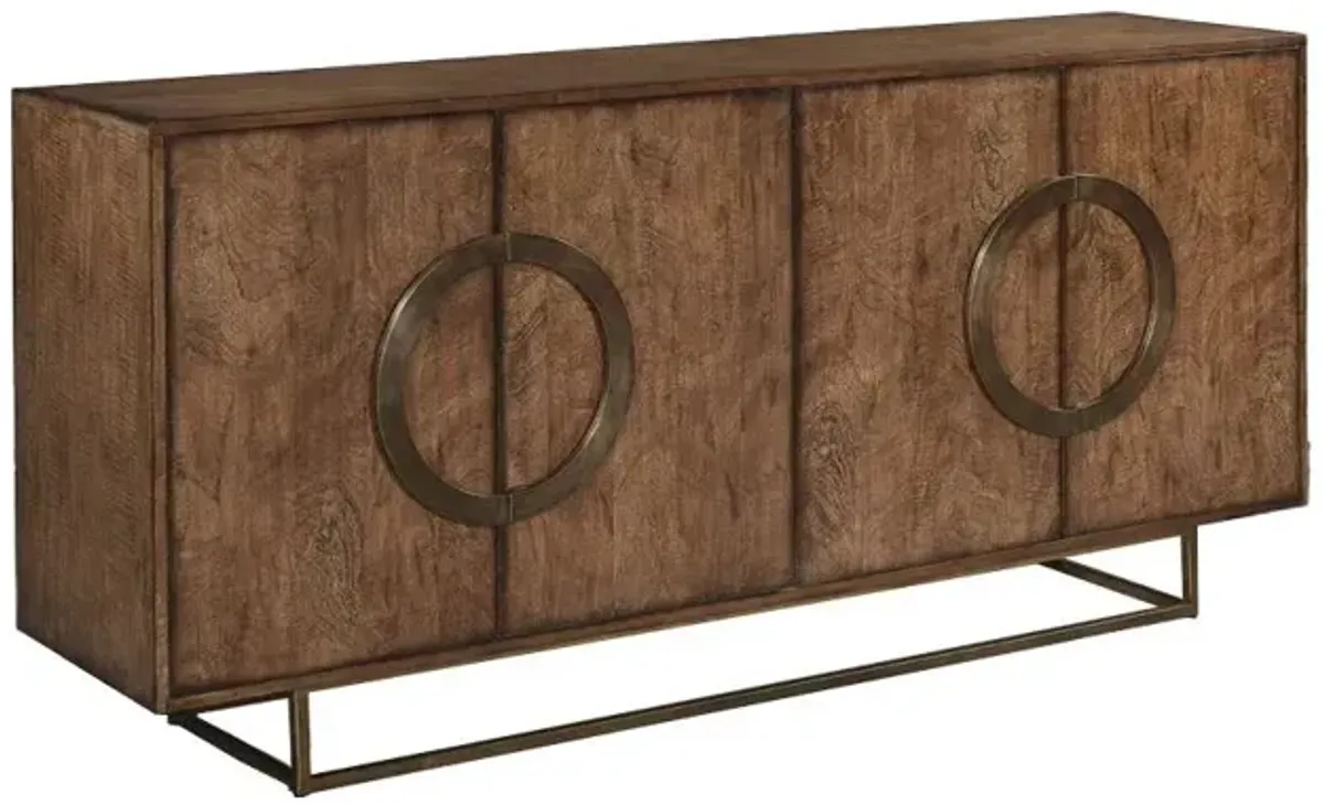 Noble Furniture Maitland 4-Door Sideboard Console with 2 Adjustable Shelves & Solid Brass Hardware