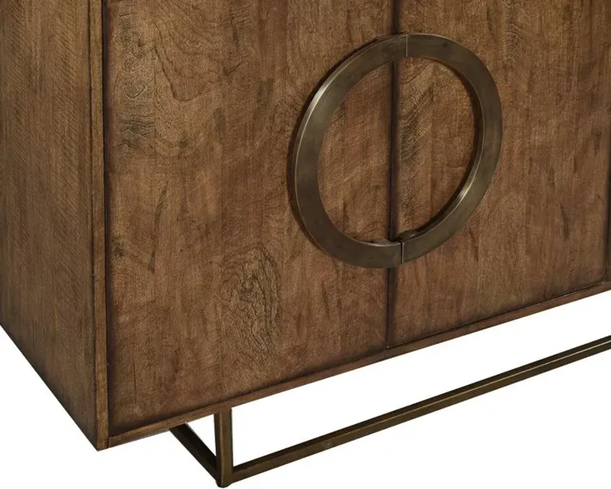 Noble Furniture Maitland 4-Door Sideboard Console with 2 Adjustable Shelves & Solid Brass Hardware