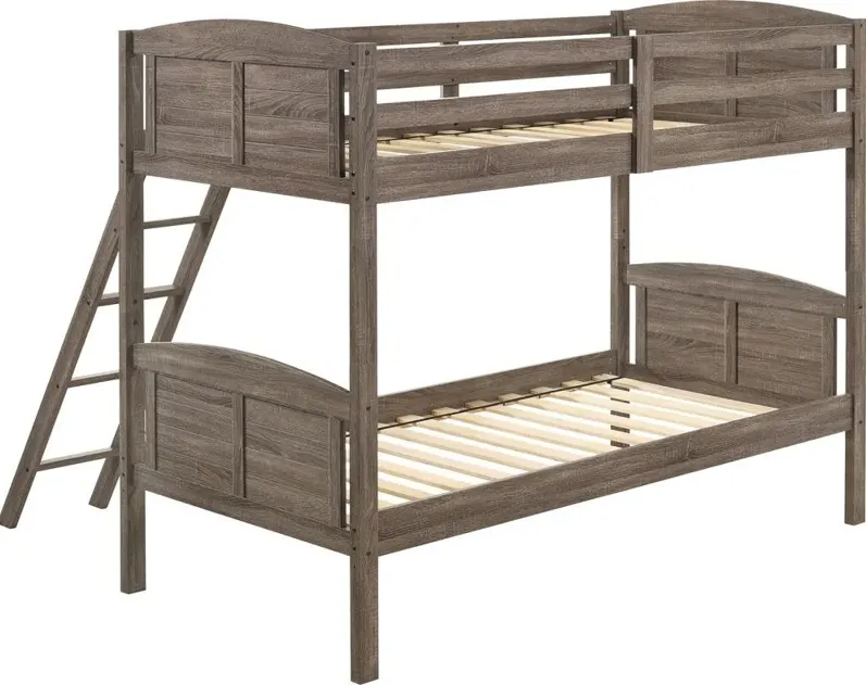 FLYNN TWIN BUNK BED WEATHERED BROWN