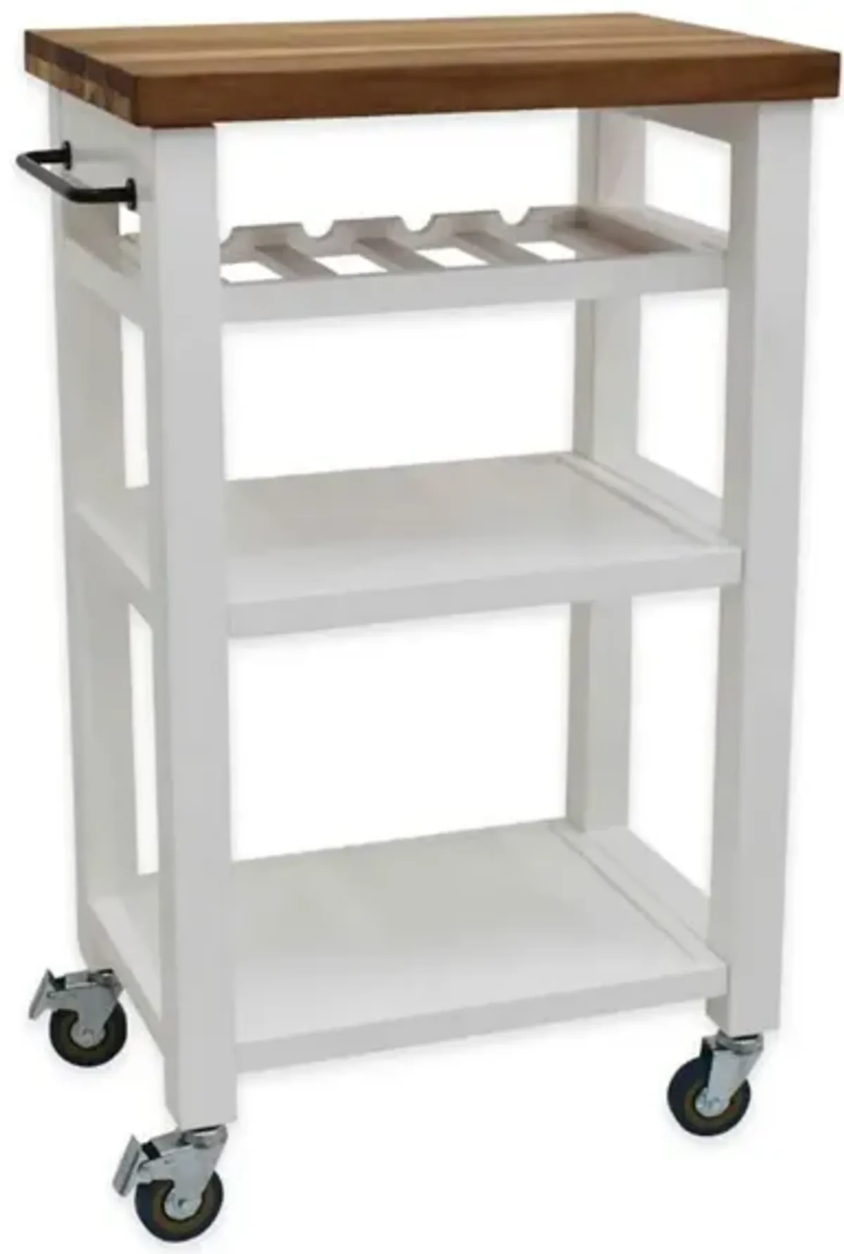 Steve Silver Belden Butcher Block Top Kitchen Cart In White